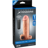 Телесная вибронасадка с кольцом  Vibrating Real Feel 1 Extension - 14 см. - Pipedream - в Северске купить с доставкой