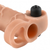 Телесная вибронасадка с кольцом Vibrating Real Feel 2 Extension - 16 см. - Pipedream - в Северске купить с доставкой