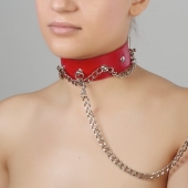 Красный ошейник из натуральной кожи - Sitabella - купить с доставкой в Северске