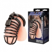 Черная металлическая клетка с замком Deluxe Chastity Cage - BlueLine - купить с доставкой в Северске