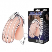 Серебристая металлическая клетка с анальным стимулятором Cock Cage - BlueLine - купить с доставкой в Северске