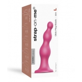 Розовая насадка Strap-On-Me Dildo Plug Beads size L - Strap-on-me - купить с доставкой в Северске