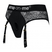 Черные трусики для насадок Diva Lingerie Harness - size S - Strap-on-me - купить с доставкой в Северске