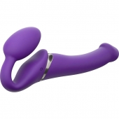 Фиолетовый безремневой вибрострапон Silicone Bendable Strap-On - size M - Strap-on-me - купить с доставкой в Северске