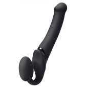 Черный безремневой вибрострапон Silicone Bendable Strap-On - size XL - Strap-on-me - купить с доставкой в Северске