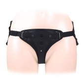 Черный пояс-трусики в комплекте с коннектором и насадкой - Notabu - купить с доставкой в Северске