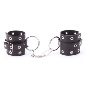 Черные кожаные наручники с люверсами - Crazy Handmade - купить с доставкой в Северске