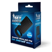 Черная открытая насадка на пенис с кольцом для мошонки XXXL-size - 9,9 см. - Sex Expert - в Северске купить с доставкой