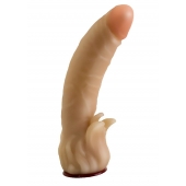 Телесная гелевая насадка-фаллос с клиторальными лепестками - 18,5 см. - LOVETOY (А-Полимер) - купить с доставкой в Северске