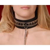 Чёрный ошейник с цепочками и поводком - Sitabella - купить с доставкой в Северске