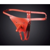 Красные кожаные универсальные трусики со штырьком для насадок - Sitabella - купить с доставкой в Северске