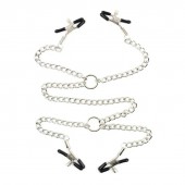 Серебристые зажимы для сосков и половых губ на тонкой цепочке - Notabu - купить с доставкой в Северске