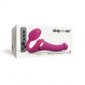 Ярко-розовый безремневой страпон Multi Orgasm Size S с клиторальной стимуляцией - Strap-on-me - купить с доставкой в Северске