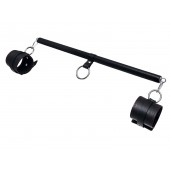 Черная распорка для ног с кожаными манжетами - Pecado - купить с доставкой в Северске