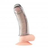 Текстурированная насадка на пенис Clear Textured Penis Enhancing Sleeve Extension - 16,5 см. - BlueLine - в Северске купить с доставкой