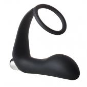 Черное эрекционное кольцо с вибропробкой Vibrating Anal Plug With Cockring - Dream Toys - в Северске купить с доставкой