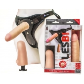Телесный страпон Harness LESBI с вагинальной пробкой - 16,5 см. - LOVETOY (А-Полимер) - купить с доставкой в Северске