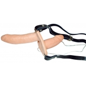 Телесный женский страпон с вагинальной пробкой Strap-On Duo - 15 см. - Orion - купить с доставкой в Северске