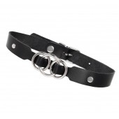 Черный кожаный ошейник со связанными кольцами - Pecado - купить с доставкой в Северске