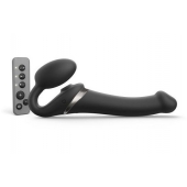 Черный безремневой страпон Multi Orgasm Size M с клиторальной стимуляцией - Strap-on-me - купить с доставкой в Северске