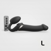 Черный безремневой страпон Multi Orgasm Size L с клиторальной стимуляцией - Strap-on-me - купить с доставкой в Северске