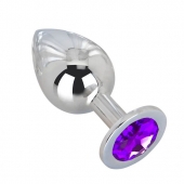 Большой плаг из стали с фиолетовым кристаллом Violet Dream - 9,5 см. - Erotic Fantasy - купить с доставкой в Северске