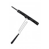 Черный кожаный ошейник-воротник с поводком - Pecado - купить с доставкой в Северске