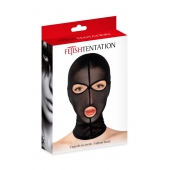 Черная сетчатая маска на голову с отверстиями для глаз и рта - Fetish Tentation - купить с доставкой в Северске