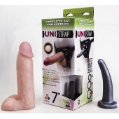 Страпон-унисекс с двумя насадками UNI strap 7  Harness - 19 и 16 см. - LOVETOY (А-Полимер) - купить с доставкой в Северске