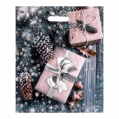Новогодний пакет с принтом в виде подарков и вырубной ручкой (45х38 см) - Сима-Ленд - купить с доставкой в Северске
