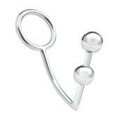 Кольцо на пенис с анальным стимулятором Two Bead Stainless Steel Anal Hook   Cock Ring - BlueLine - в Северске купить с доставкой