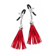 Зажимы на соски «Прищепки» с красными кисточками из замши - Pecado - купить с доставкой в Северске