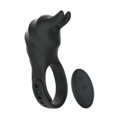 Черное эрекционное кольцо Usagi с ушками и пультом ДУ - BeYourLover - в Северске купить с доставкой