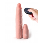 Телесная вибронасадка на член 3  Vibrating Mega X-tension with Remote - 22,9 см. - Pipedream - в Северске купить с доставкой