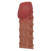 Телесная открытая насадка на пенис с бугорками - 19,8 см. - Baile - в Северске купить с доставкой