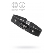 Черный чокер-ошейник со связанными кольцами на подложке - Pecado - купить с доставкой в Северске