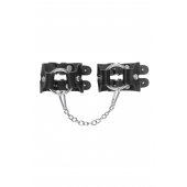 Черные кожаные наручники-браслеты из двух ремешков - Pecado - купить с доставкой в Северске