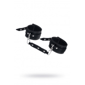 Черные двухслойные кожаные оковы с белой строчкой - Pecado - купить с доставкой в Северске