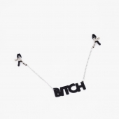 Зажимы на соски с кожаной подвеской Bitch - Crazy Handmade - купить с доставкой в Северске