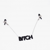 Зажимы на соски с кожаной подвеской Bitch - Crazy Handmade - купить с доставкой в Северске