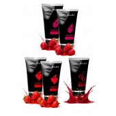 Набор из 5 съедобных лубрикантов JUJU (клубника х 2, малина х 2, вишня) - JuJu - купить с доставкой в Северске