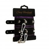 Черно-фиолетовые скругленные наручники с мягкой подкладкой - Crazy Handmade - купить с доставкой в Северске