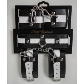 Набор фиксаторов из черной и белой натуральной кожи - Crazy Handmade - купить с доставкой в Северске