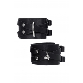 Черные кожаные оковы с двумя перекрёстными ремешками - Pecado - купить с доставкой в Северске