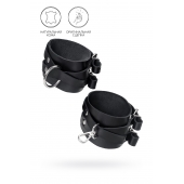 Черные кожаные оковы с двумя перекрёстными ремешками - Pecado - купить с доставкой в Северске