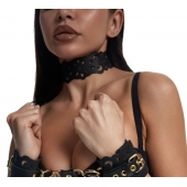 Черный ажурный чокер с золотистой фурнитурой - Crazy Handmade - купить с доставкой в Северске