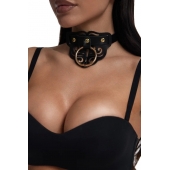 Черный чокер с клепками и золотистой фурнитурой - Crazy Handmade - купить с доставкой в Северске