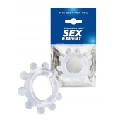 Прозрачное эрекционное кольцо со стимулирующими шариками - Sex Expert - в Северске купить с доставкой