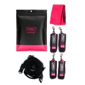 Черно-розовый эротический набор: фиксатор, оковы, наручники, повязка - Erokay - купить с доставкой в Северске