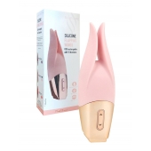 Нежно-розовый мини-вибратор с раздвоенным кончиком - 12,3 см. - Erokay